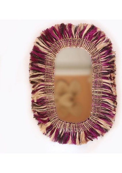 Mylamp Tribal Doğal Abaka El Yapımı Renkli Duvar Aynası 75X110 cm