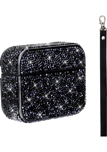 Apple Airpods Pro 1. / 2. Nesil ile Uyumlu Kılıf Şık Simli Şeffaf Bilek Askı Aparatlı Case 45