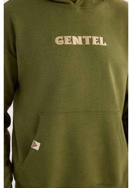 Erkek Oversize Geniş Kesim Pamuklu Baskılı Yeşil Kapüşonlu Sweatshirt modelleri