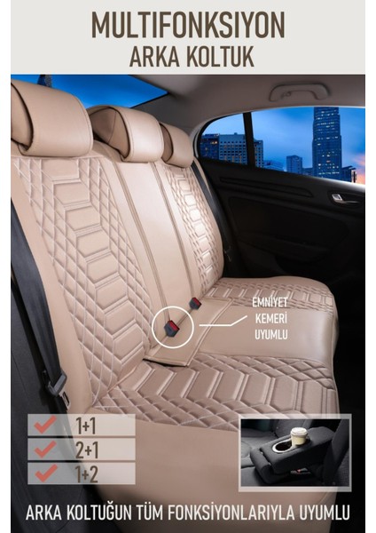 Kia Venga Deri Oto Koltuk Kılıfı Ön Arka Takım Bej Royal Serisi Scr fiyatları