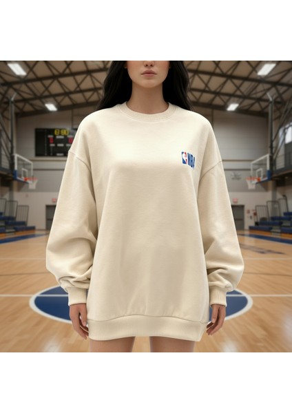 Basketbol Tutkunlarına Özel Nba Sweatshirt Oversize Bej fiyatları