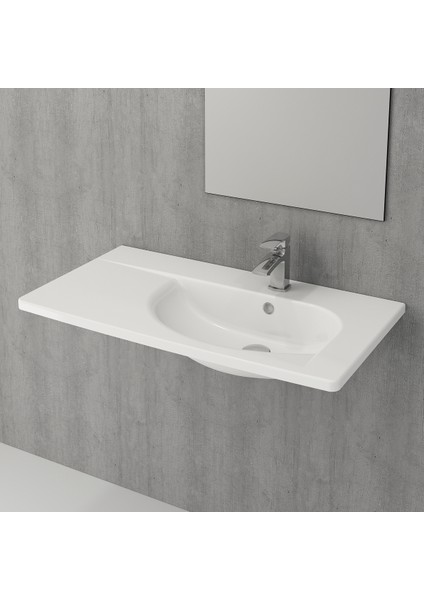 Bocchi Taormina Arch Etajerli Lavabo 86 cm Beyaz 1020-001-0126 modelleri