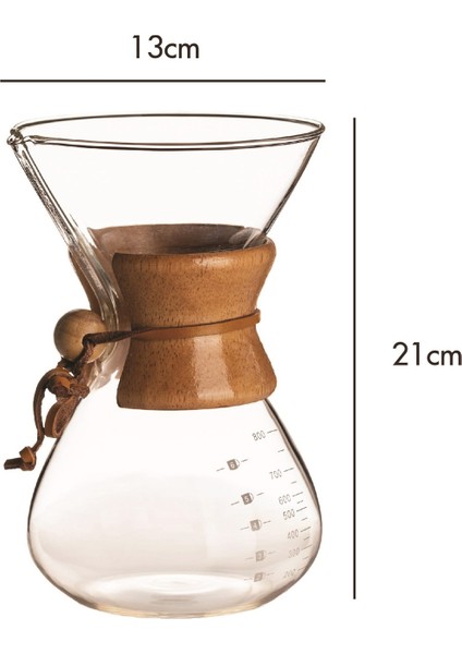 800 ml Chemex (6 Cup) Cam Kahve Demleme Sürahisi - Ahşap Tutacaklı Coffee Maker modelleri