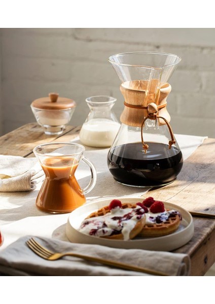 800 ml Chemex (6 Cup) Cam Kahve Demleme Sürahisi - Ahşap Tutacaklı Coffee Maker