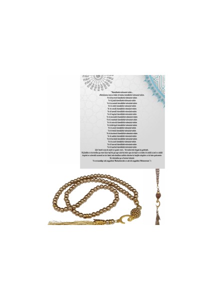 Namaz Tesbihi Vavlı 99'lu Cam Incili 35 Besmele-I Şerif Dua Kartı ile Süt Kahve Renk Hediyelik