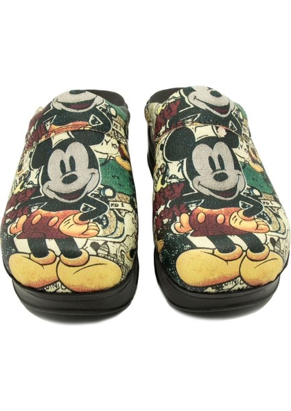Kadın Air Max Siyah Mickey Mouse Desenli Hakiki Deri Ortopedik Sabo Terlik fiyatları