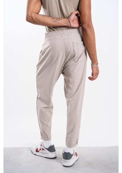 Erkek Bej Kalın Kumaş Boyfriend Pantolon Hafif Bol fırsatları