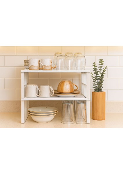 Metal Dolap Içi Raf 3 Tane, Bardak, Baharat, Tabak Düzenleyici Organizer, Alan Tasarrufu fırsatları