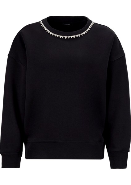 Bisiklet Yaka Taşlı Siyah Kadın Sweatshırt F5WL-SWT0036 fiyatları