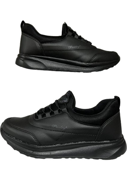 Cilt Lastikli Siyah Spor Ayakkabı
