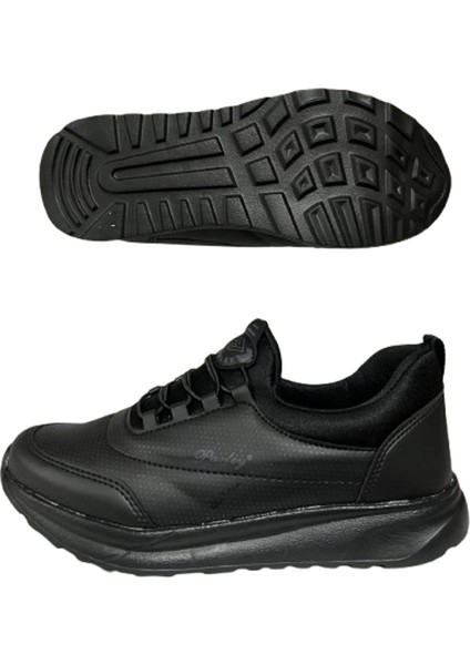 Cilt Lastikli Siyah Spor Ayakkabı