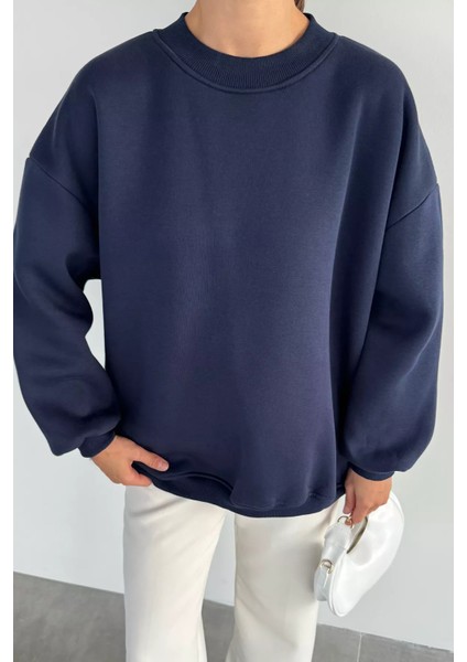 Kadın Bisiklet Yaka Şardonlu Oversize Sweatshirt P-00018609 fiyatları