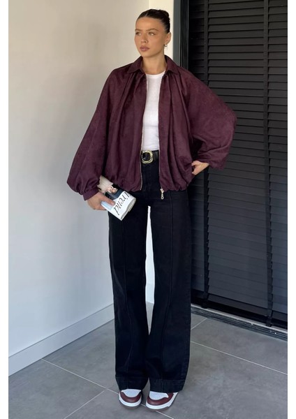 Kadın Yarasa Kol Oversize Süet Ceket P-00018860 fiyatları