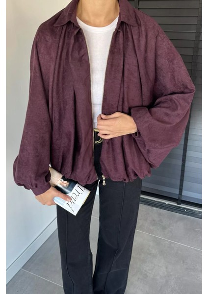 Kadın Yarasa Kol Oversize Süet Ceket P-00018860 modelleri