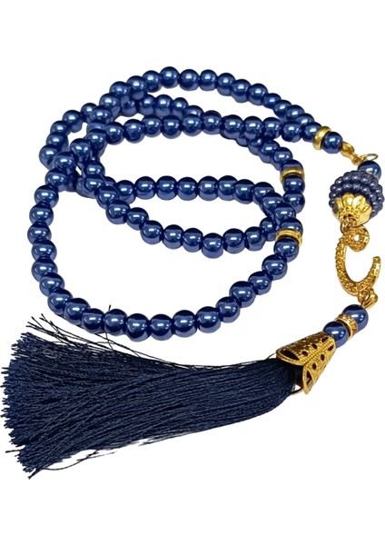 Namaz Tesbihi Vavlı 99'lu Cam Incili Amenerrasulü Dua Kartı ile Lacivert Renk Hediyelik fiyatları