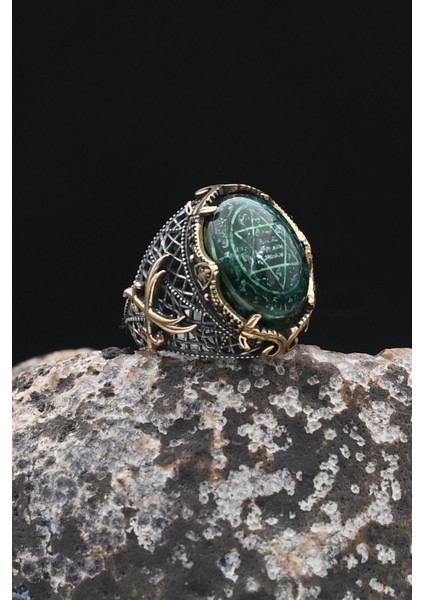 Özel Tasarım Hz. Ali'nin Kılıcı Zülfikar Sıkma Kehribar Taşlı 925 Ayar Gümüş Erkek Yüzüğü 902329 fiyatları