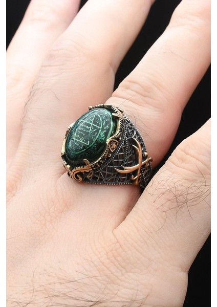 Özel Tasarım Hz. Ali'nin Kılıcı Zülfikar Sıkma Kehribar Taşlı 925 Ayar Gümüş Erkek Yüzüğü 902329 indirimleri