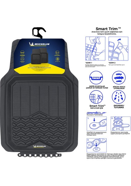 MC34594 Tüm Araçlara Uyumlu 2 Parça Üniversal 3D Havuzlu Oto Paspas fiyatları