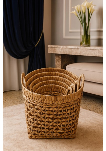 Dekoratif Naturel Derin Sele Düzenleyici Sepet 5li CL-11004
