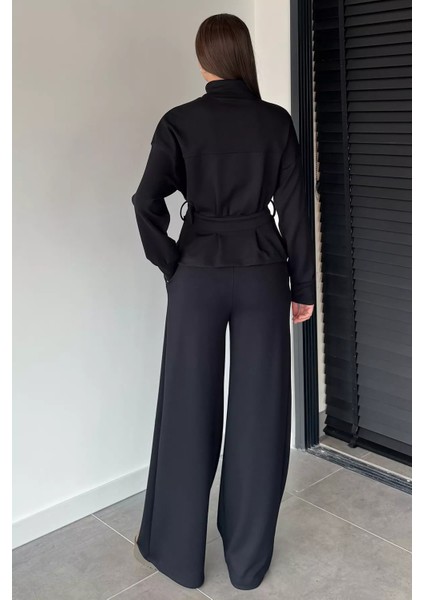 Kadın Kemer Detaylı Ceket Bel Lastikli Pantolon Ikili Takım P-00018849 fırsatları