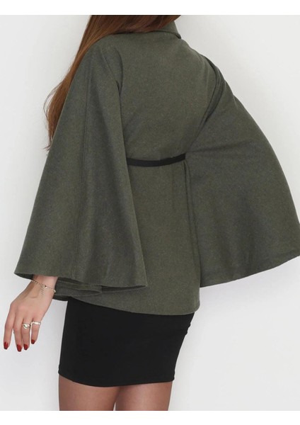 Is Berceste Kadın Düğme Detaylı Kemerli Kaşe Panço Kaban fırsatları