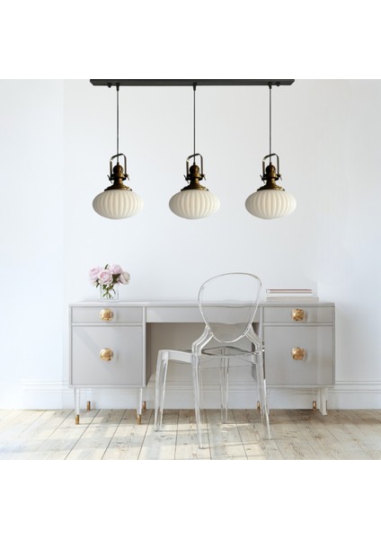 Elegant Cam Beyaz Üçlü Avize Eskitme Başlık Sarkıt Lamba Restoran Salon Aydınlatma fırsatları