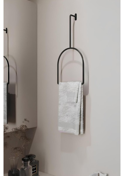 Duvar Montajlı Yarı Oval Havlu Askısı Modern Minimalist Metal Banyo Havlu Halkası Banyo Toparlayıcı