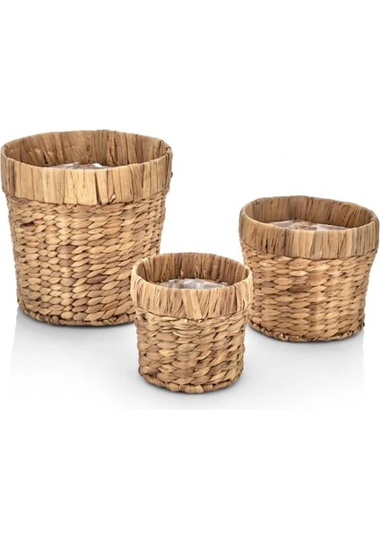 Dekoratif Hasır Düzenleyici Sepet Saksılık 3 Lü CL-11066