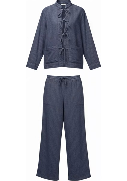 Kadın Ön Bağcıklı Ceket Pantolon Ikili Takım P-00018647