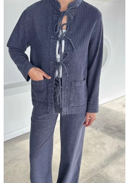Kadın Ön Bağcıklı Ceket Pantolon Ikili Takım P-00018647 fiyatları