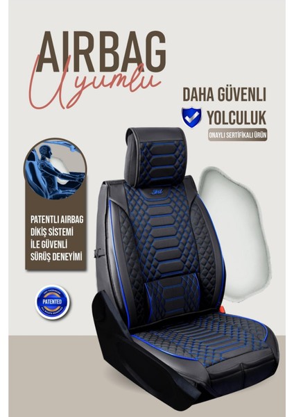 Ssanyoung Korando Sports Deri Oto Koltuk Kılıfı Ön Arka Takım Siyah Mavi Royal Serisi Scr fırsatları