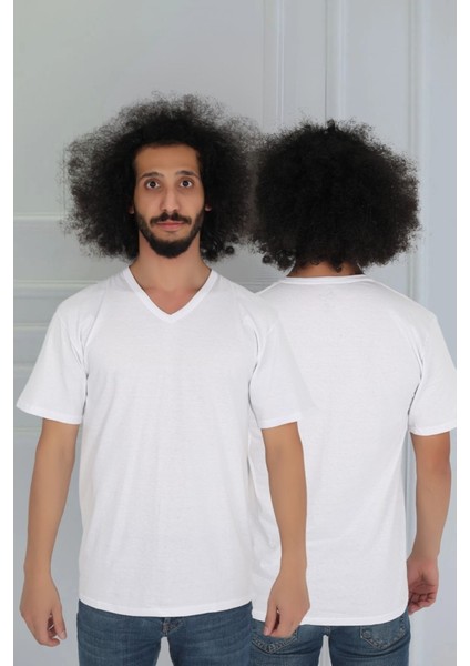 Beyaz %100 Pamuk V Yaka Fanila Erkek Iç Giyim