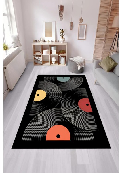 Dijital Baskılı Yıkanabilir Müzik Plak Desen Kaymaz Taban Halı fiyatları