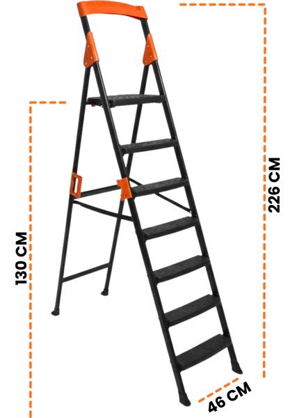 Primo 6+1 Basamaklı Katlanır Merdiven | Ev Tipi Kaymaz Plastik Geniş Basamaklı 6+1 Merdiven fiyatları