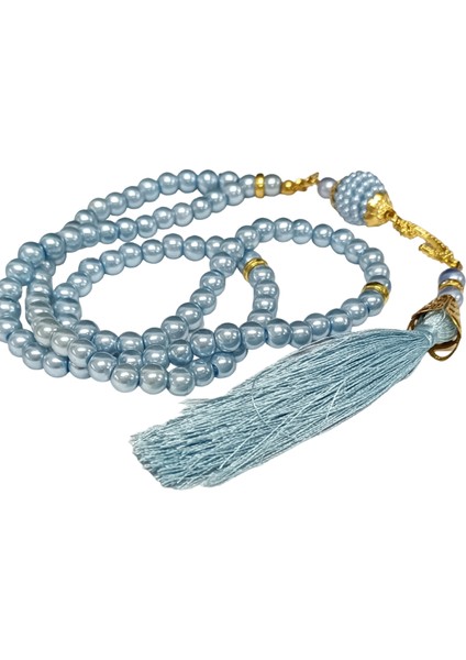 Namaz Tesbihi Vavlı 99'lu Cam Incili Ayet-El Kürsi Dua Kartı ile Mavi Renk Hediyelik fiyatları