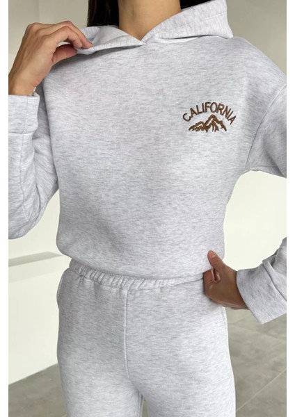 Kadın Şardonlu Nakışlı Kapüşonlu Bel Lastikli Eşofman Takımı P-00018619 modelleri