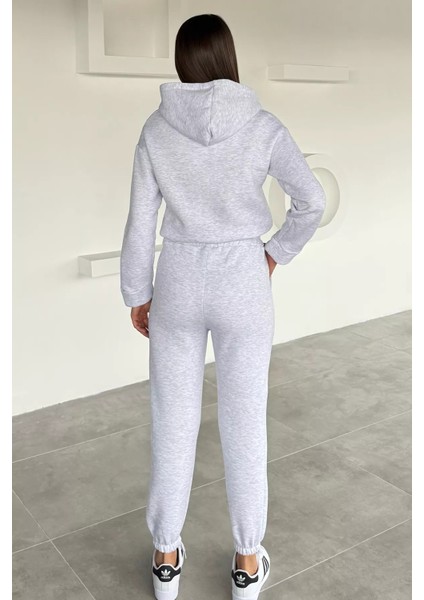 Kadın Şardonlu Nakışlı Kapüşonlu Bel Lastikli Eşofman Takımı P-00018619 fırsatları