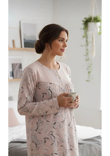 Kadın %100 Pamuk Uzun Kol Robalı GECELIK-12899 fiyatları