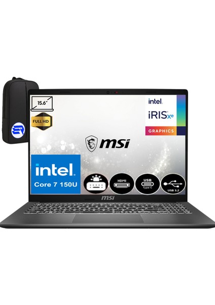 Modern 15 F1MG-632XTR Intel Core 7 150U 16GB Ram 512GB SSD Windows 11 Pro 15.6" Fhd + Elektropasaj Çanta