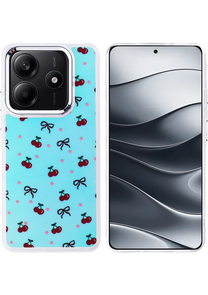 Xiaomi Redmi Note 14 4g Kılıf Airbag Köşeli Parlak Kalp-Kelebek-Kiraz Desenli Hadra Kapak