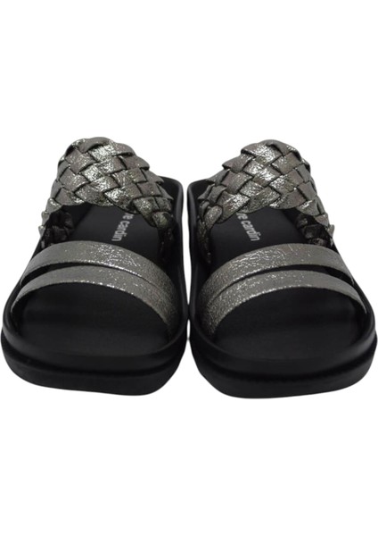 Kadın Yazlık Günlük Terlik Platin Kırışık PC-3516 modelleri