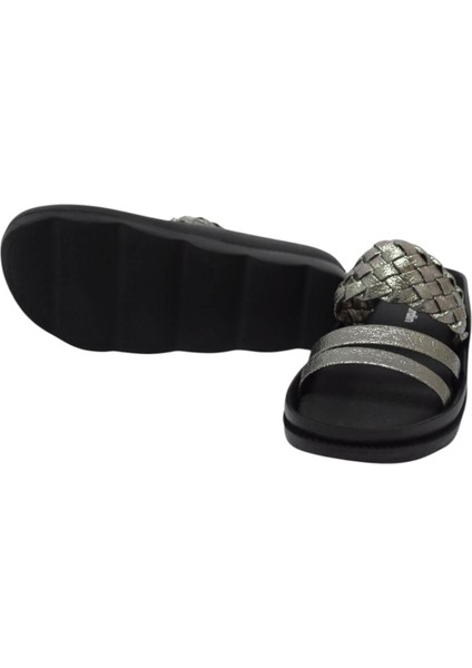 Kadın Yazlık Günlük Terlik Platin Kırışık PC-3516 indirimleri