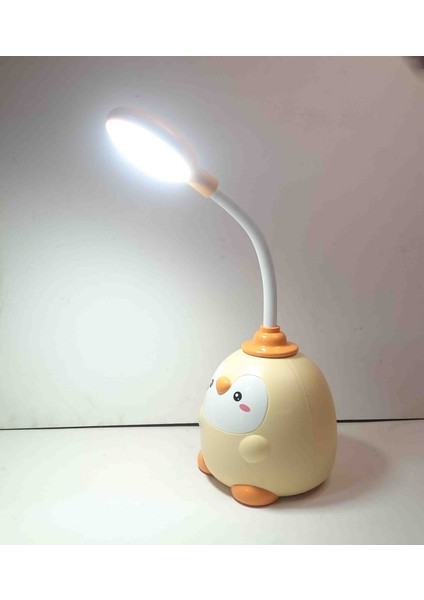 Sarı Sevimli Penguen Figürlü Şarjlı LED Masa Lambasi 25 cm