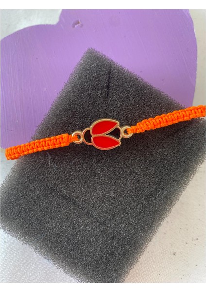 Uğur Böceği Figürlü Ayarlanabilir Bileklik Turuncu Renk