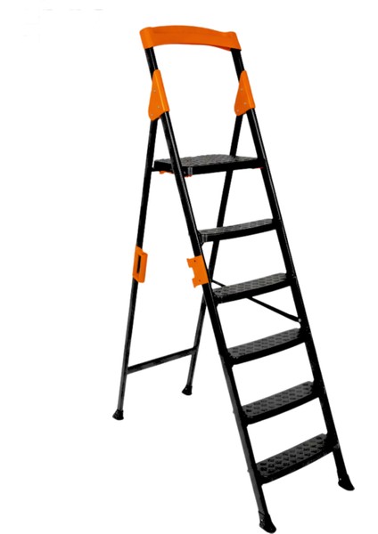 Primo 5+1 Basamaklı Katlanır Merdiven | Ev Tipi Kaymaz Plastik Geniş Basamaklı 5+1 Merdiven