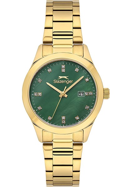 SL.09.2465.3.02 Quartz Çelik Altın Rengi Yeşil Kadran 32 mm Kadın Kol Saati