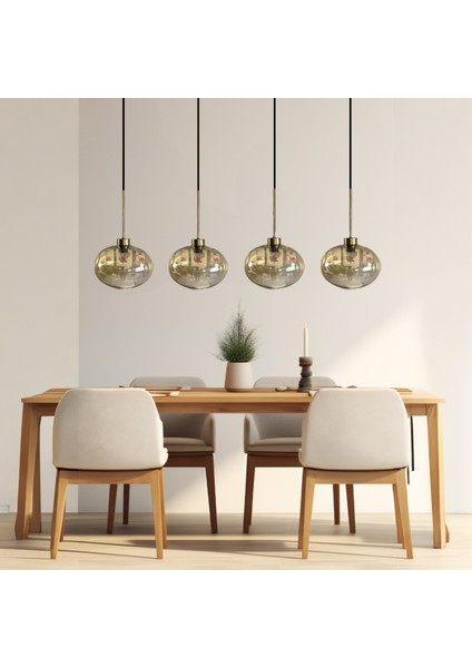 Dörtlü Solvia Cam Bal Rengi Avize Ince Eskitme Başlık Retro Sarkıt Lamba Salon Aydınlatma fiyatları