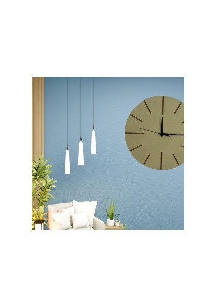 Ahşap Minimal Dekoratif Duvar Saati - 33X33 cm Bej