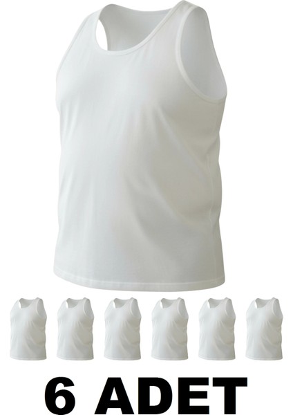 Büyük Beden Pamuklu Erkek Atleti 6'lı Paket - Beyaz modelleri