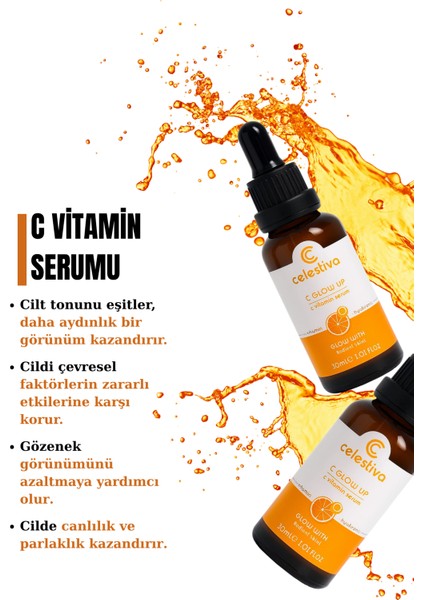 C Glow Up Vitamin C Serum 30 ml – Leke Karşıtı, Aydınlatıcı ve Cilt Tonu Eşitleyici Serum